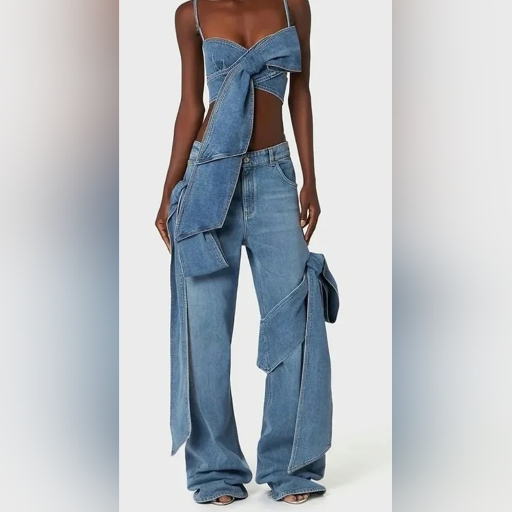 HOST PICK NWOT Bow Tie Wide Leg Jeans